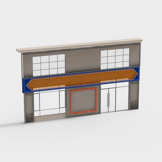 Vintage Cinema 3D model with Neon Lights