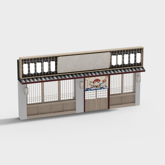Low-Poly Japanese Style Building 3D model
