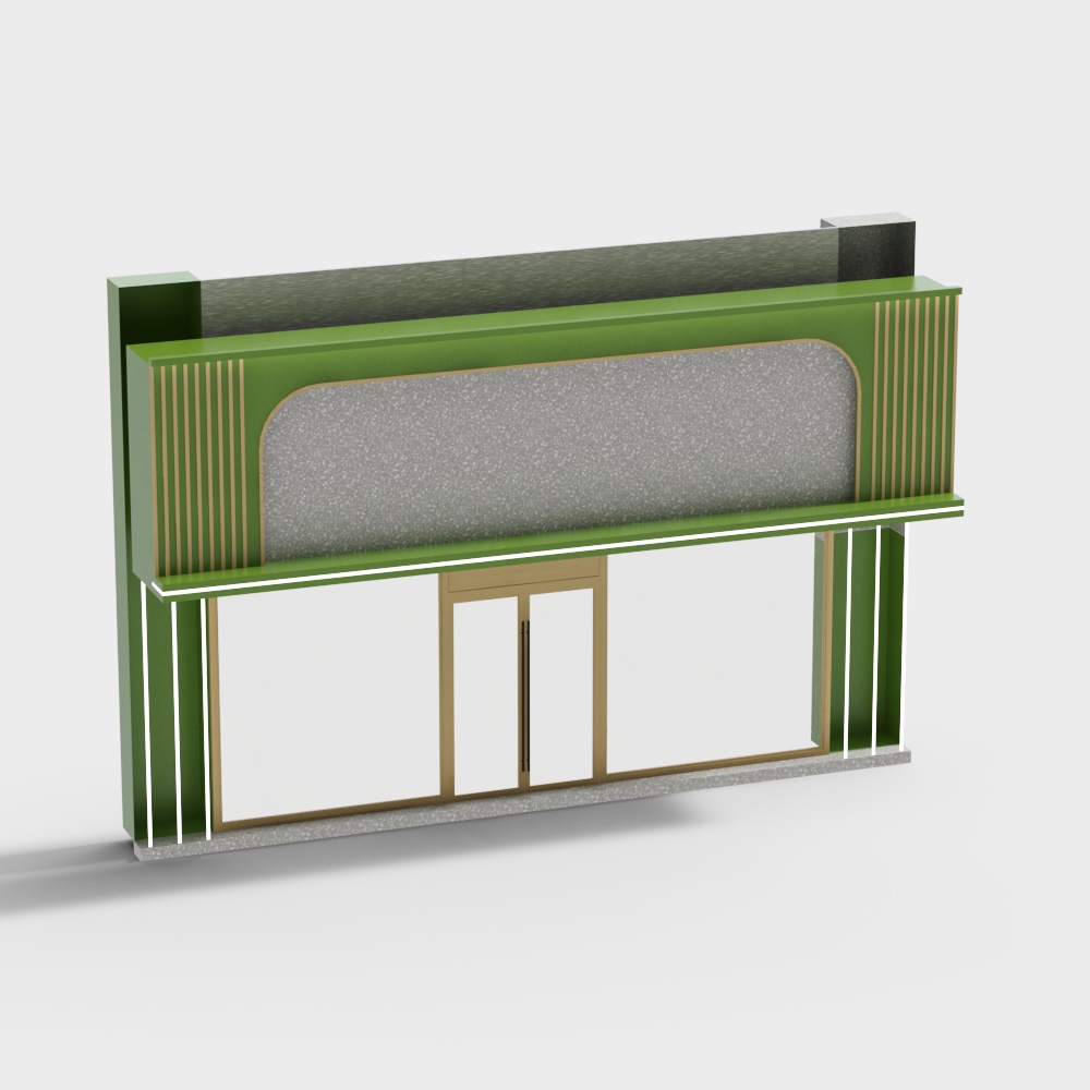 Elegant Low-Poly Green Architecture 3D Model