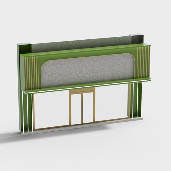 Elegant Low-Poly Green Architecture 3D Model