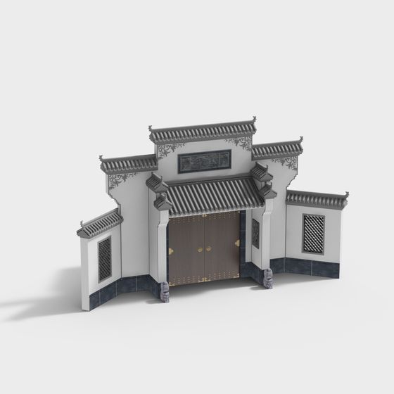 Traditional Chinese Courtyard Gate 3D model