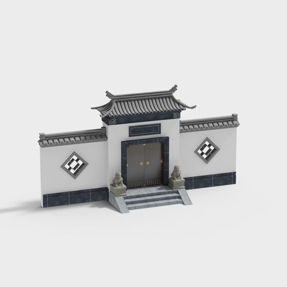 Traditional Chinese Courtyard Gate 3D model