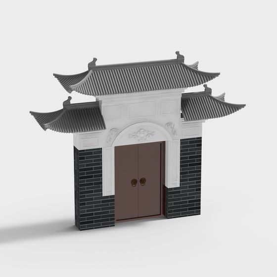 Elegant East Asian Traditional Door 3D model