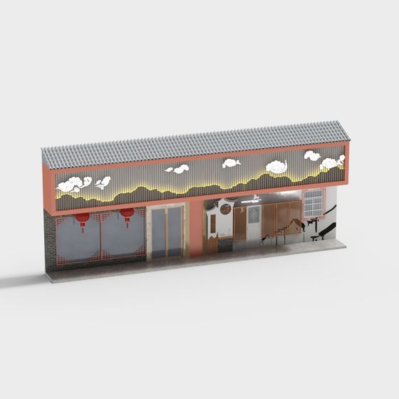 Oriental Charm Low-Poly 3D Building Model
