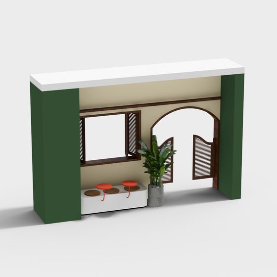 Modern Low-Polygon Entrance Design 3D model