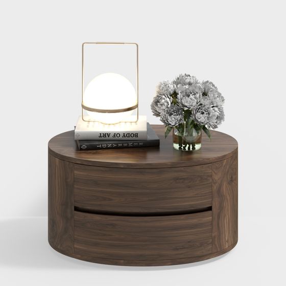 Elegant Curved Wooden Side Table 3D model