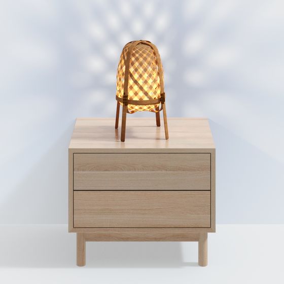 Stylish Nightstand and Wicker Lamp 3D model for Modern Interiors