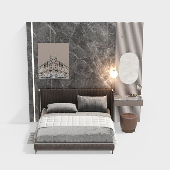 Luxe Bedroom Set 3D model for Modern Elegance