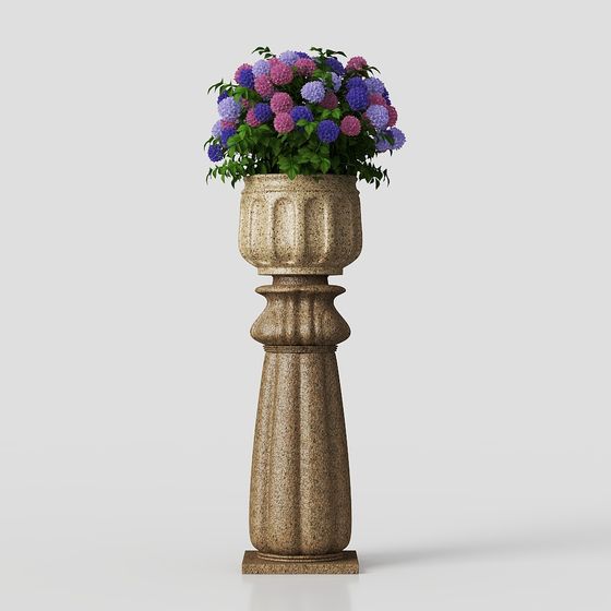 Elegant Planter Stand 3D model in Serene Garden