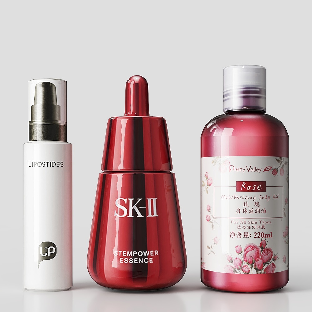 Elegant Cosmetic Bottles 3D model