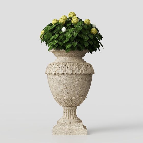 Classical Planter 3D model in Tranquil Garden