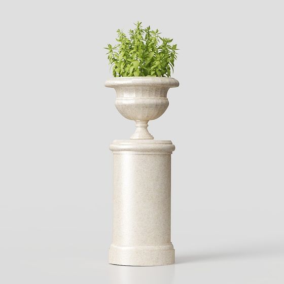 Elegant Marble Planter Stand 3D model