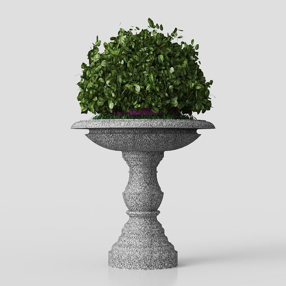 Elegant Stone Planter 3D Model for Modern Design