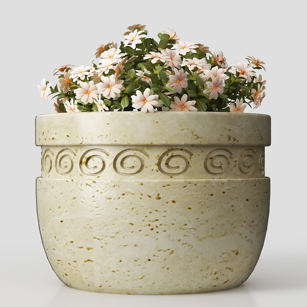 Elegant Low-Polygon Flower Pot 3D model