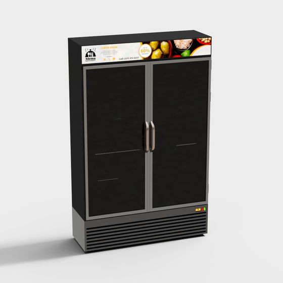 Stylish Commercial Refrigerator 3D model for Modern Spaces