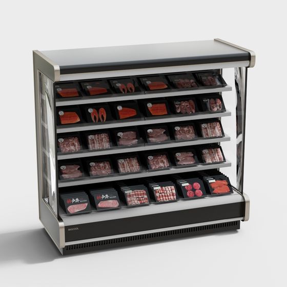 Realistic Meat Display Cabinet 3D model for Modern Retail