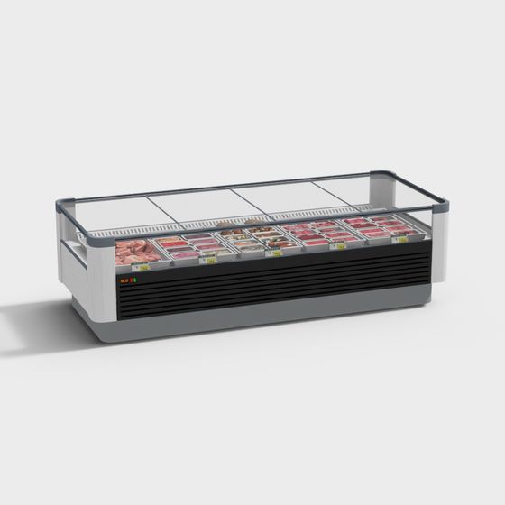 Sleek Low-Poly Refrigerated Display Case 3D model
