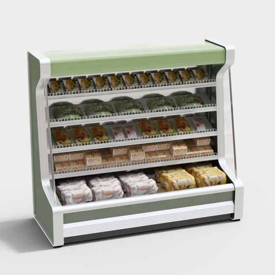 Stylish Low-Poly Food Display Cabinet 3D Model