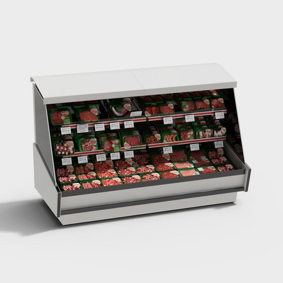 Low-Poly Frozen Meat Display Case 3D model
