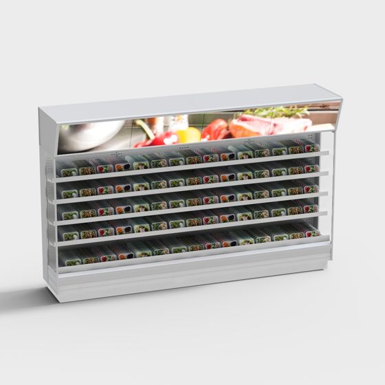 Stylish Low-Poly Refrigerator Display Case 3D model