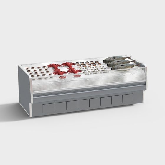 Realistic Seafood Market Display Stand 3D model