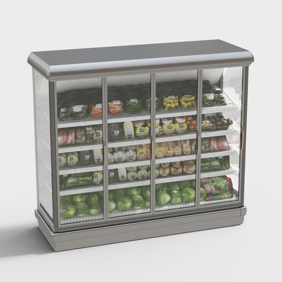 Low Poly High Detail Vegetable Display Cabinet 3D model