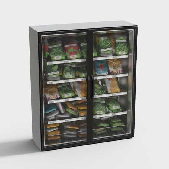 Low-Polygon Frozen Food Display Case 3D model for Creative Projects