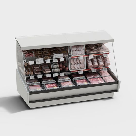 Realistic Meat Display Cabinet 3D model for Retail