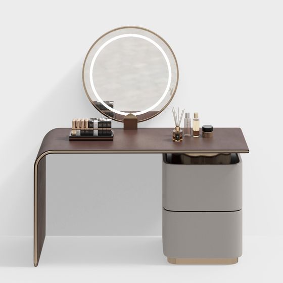 Elegant Low-Poly Dressing Table 3D model