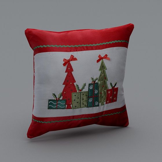 Festive Christmas-themed 3D Pillow Cover Model