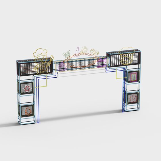 Retro Neon Bar Entrance 3D model