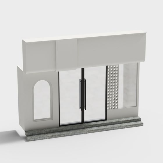 Elegant Low-Polygon Entrance Porch 3D model