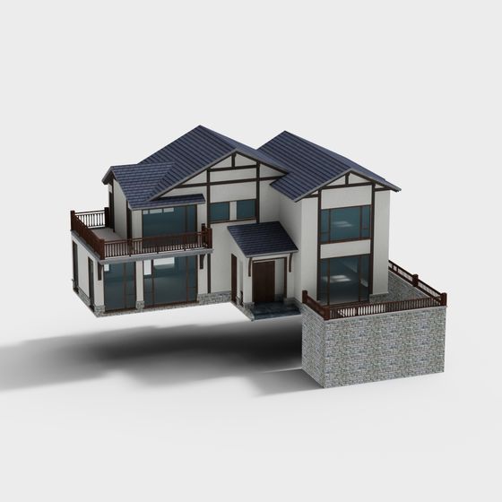 Modern Chinese Villa 3D model for Creative Projects