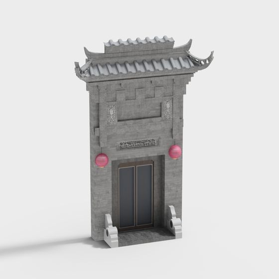 Traditional Chinese-style Low-Poly Building 3D model