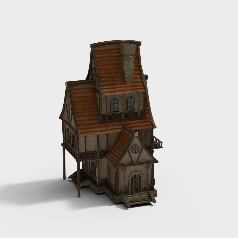 Charming Old Wooden House 3D model