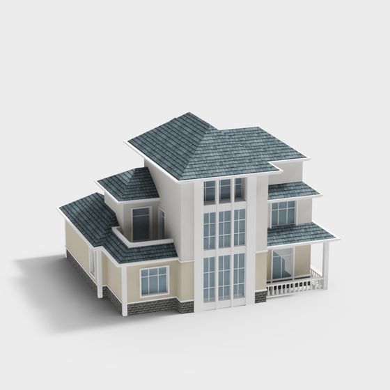 Modern Residential 3D Model with Unique Style