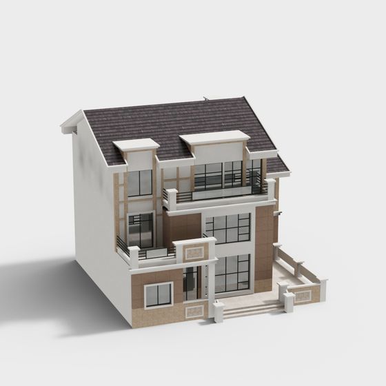 Elegant Low Polygon House 3D model