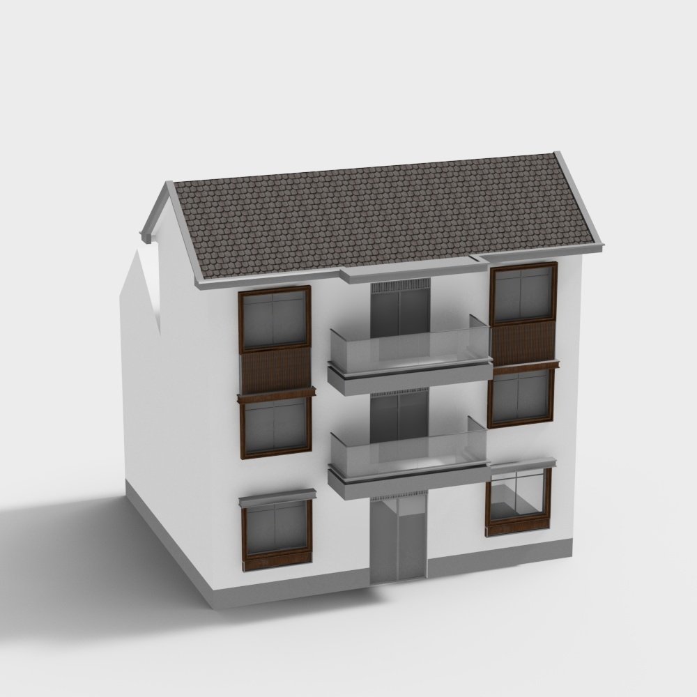 Minimalist 3-Story Residential Building 3D model