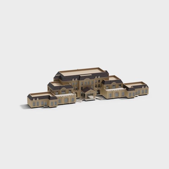 Stylish Low-Poly European Villa 3D model for Creative Projects