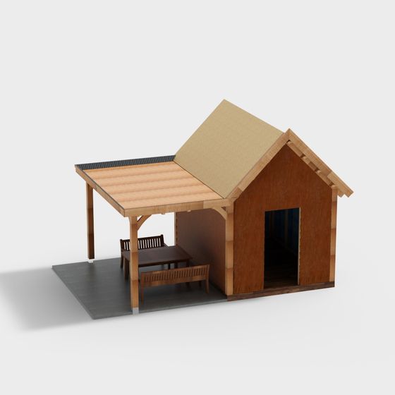 Charming Low-Polygon Wooden Cottage 3D model for Creative Projects