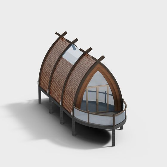 Elegant Curved Villa 3D model for Modern Interiors