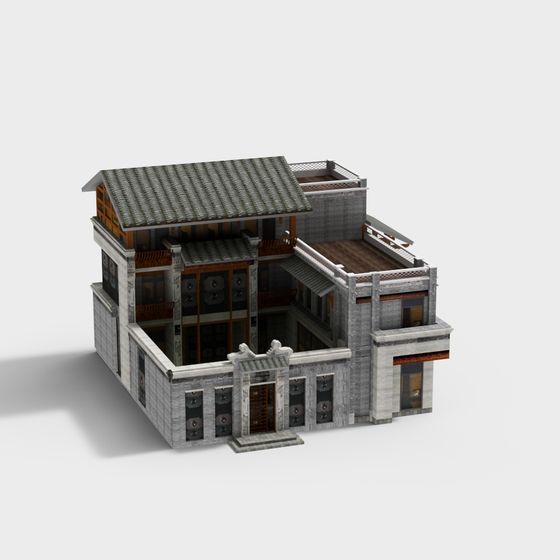 Oriental-Inspired Low Polygon 3D Model