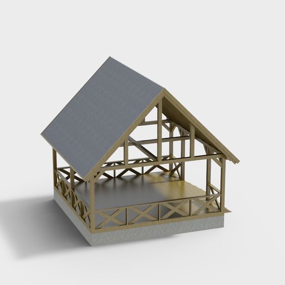 Charming Low-Poly Wooden Cabin 3D Model