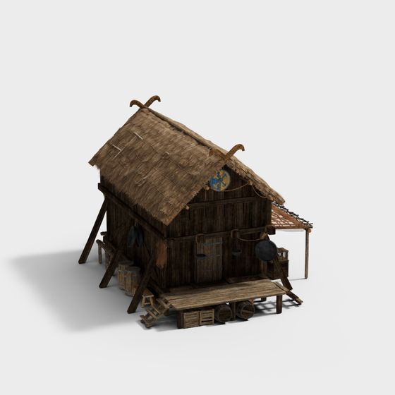 Viking Cabin Low Poly 3D Model