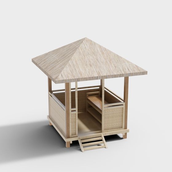 Low-Poly Summer Pavilion 3D model