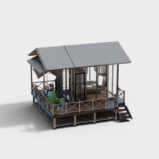 Tropical Beachfront Bungalow 3D model