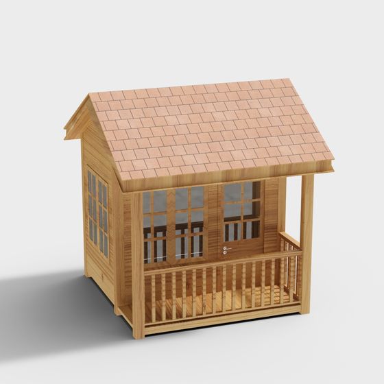 Charming Low-Poly Wooden Cottage 3D model