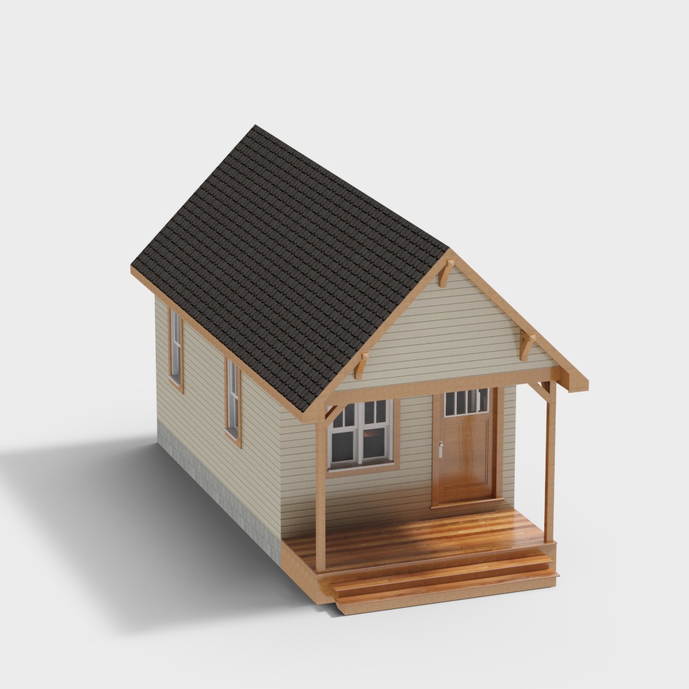 Cozy Rustic Cottage 3D Model – Low-Poly Rural Home