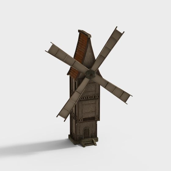 Historical Windmill 3D Model for Creative Projects