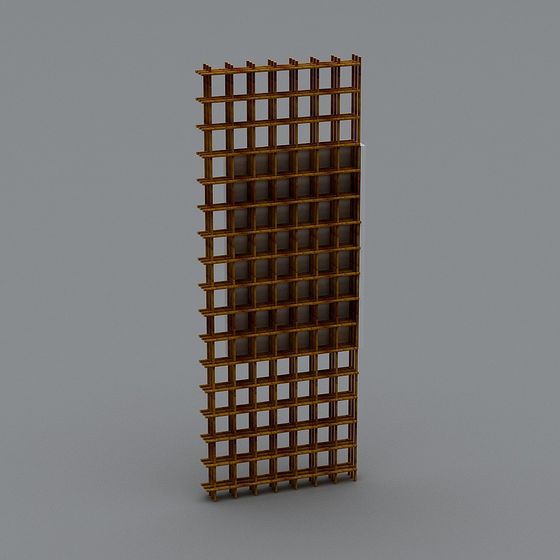 Low-Poly Wooden Lattice Wall 3D model